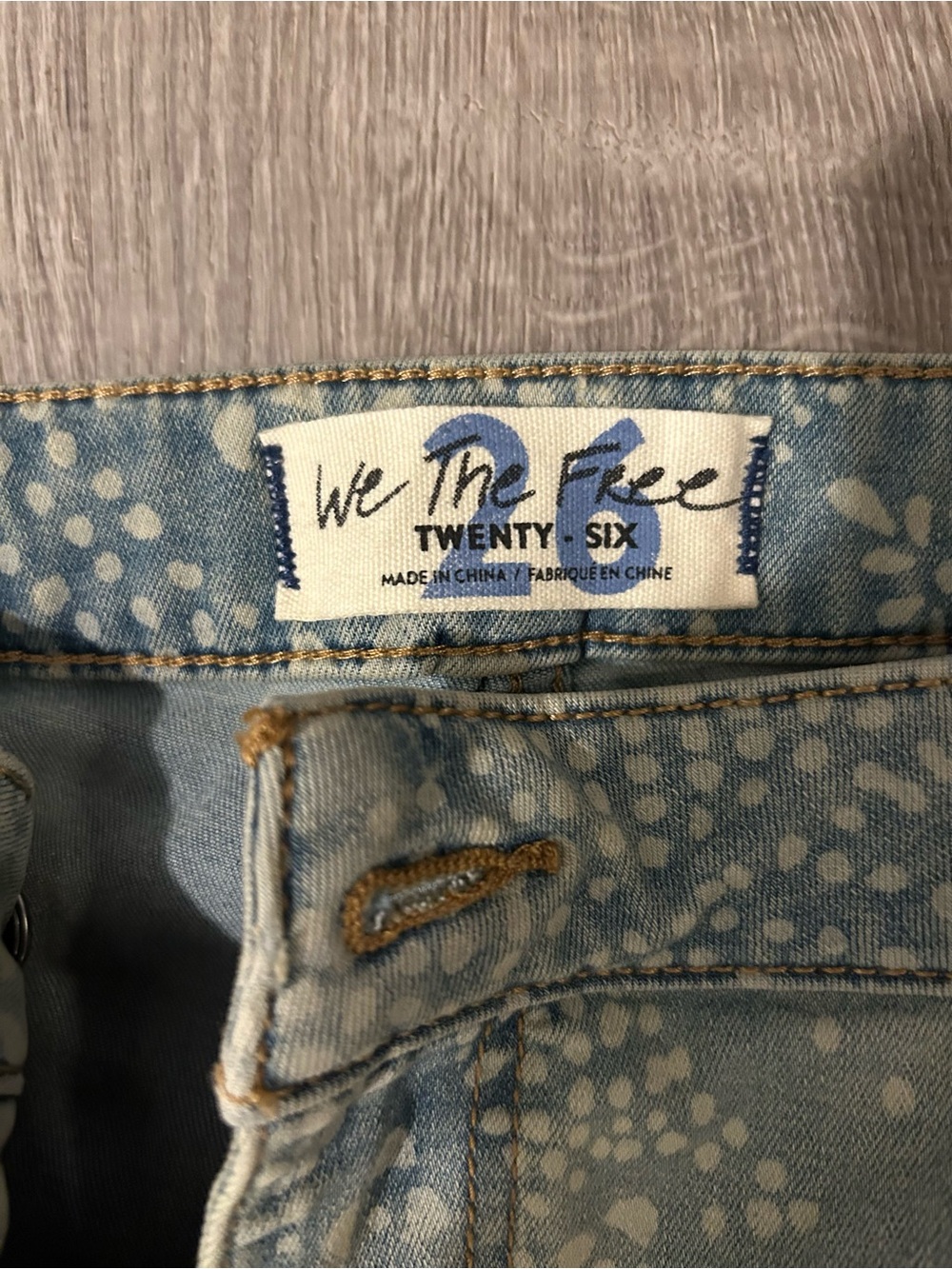 We The Free Light Blue Dot-Print Flared Bell Bottom Jeans - Picture 2 of 4